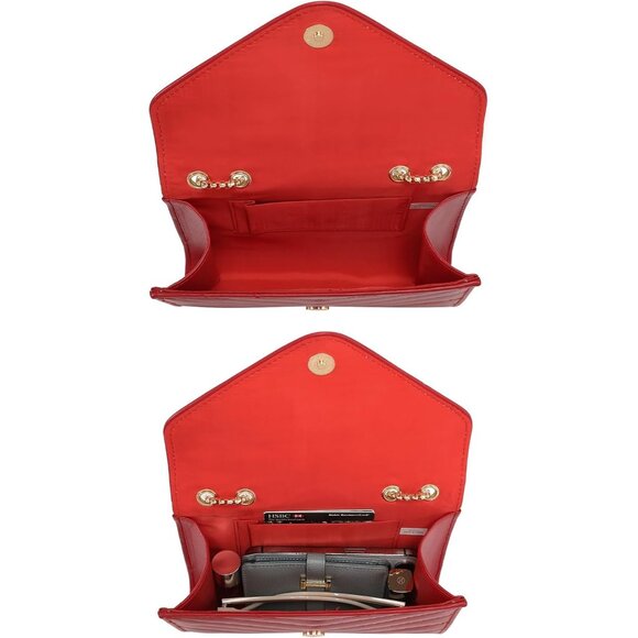 ⚡ Women's Red Stylish Evening Clutch Chain Shoulder Strap Crossbody Bag - Picture 5 of 6